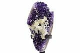 Amethyst Geode w/ Calcite on Metal Stand - Uruguay #306876-1